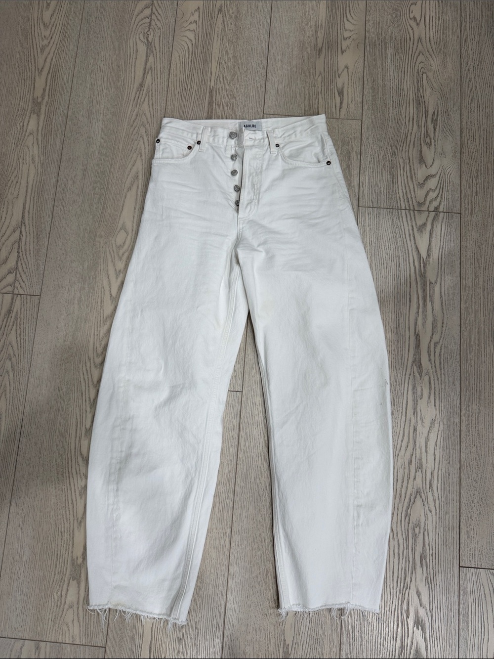 Agolde White Relaxed High-Rise Button-Fly Jeans